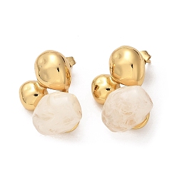 Прозрачный 304 из нержавеющей стали серьги, с пластиковым акрилом, ионное покрытие (ip), золотые, самородки, прозрачные, 21.5x18.5 мм