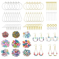 Mixed Color DIY Butterfly Glass & Flower Polymer Clay Beaded Earring Making Kit, Mixed Color, 26x0.7mm, hole: 2mm