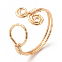 Golden Copper Wire Wrap Ring and Vortex Open Cuff Ring for Women, Golden, US Size 9 3/4(19.5mm)