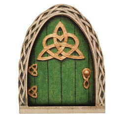 Lime Green Wood Elf Fairy Door Figurines Ornaments, for Garden Courtyard Tree Decoration, Lime Green, 100x10mm