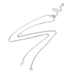 Real Platinum Plated Rhodium Plated 925 Sterling Silver Cable Chains Necklace Makings, for Name Necklaces Making, with Spring Ring Clasps, Real Platinum Plated, 16 inch(40.7cm)