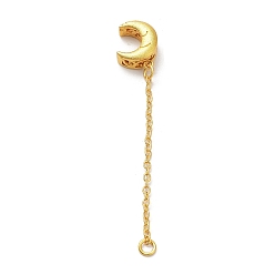 Moon Brass Cable Chain Extender, End Chains with Chain Tabes, Golden, Moon, 60x2mm, Hole: 3mm