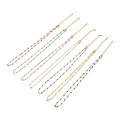 Mixed Color 304 Stainless Steel Link Chain Necklaces, with Enamel and Lobster Claw Clasps, Golden, Mixed Color, 15.75 inch(40cm)