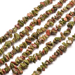 Unakite Natural Unakite Chip Bead Strands, 5~8x5~8mm, Hole: 1mm, about 31.5 inch