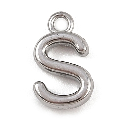 Letter S 304 Edelstahl Reize, Gestell, langlebig überzogen, Platin Farbe, Buchstabe s, 9.5x6x2 mm, Bohrung: 1.2 mm