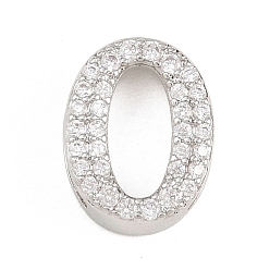 Number Латунные микро проложить кубического циркония подвески, числовые прелести, долгоиграющий, стойки покрытие, без свинца и без кадмия, платина, 0, 14x11x5 мм, отверстие : 10.5x2 мм