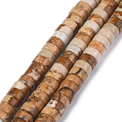 Picture Jasper Natural Picture Jasper Beads Strands, Heishi Beads, Flat Round/Disc, 6x3mm, Hole: 1mm, about 119~131pcs/strand, 14.76~15.74 inch(37.5~40cm)
