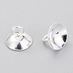 Silver 201 Stainless Steel Bead Cap Pendant Bails, for Globe Glass Bubble Cover Pendants, Silver, 7x10mm, Hole: 3mm