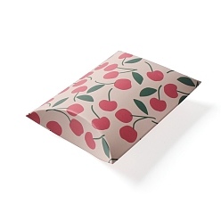 Cerise Boîtes d'oreiller en papier, boîte d'emballage de bonbons cadeau, cerise, 8x10x2.4 cm
