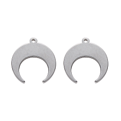 Stainless Steel Color 304 Stainless Steel Pendants, Laser Cut, Crescent Moon/Double Horn, Stainless Steel Color, 16x15x1mm, Hole: 1.2mm