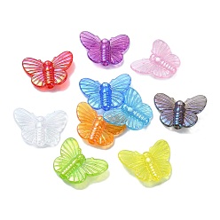 Mixed Color Transparent Acrylic Beads, Butterfly, Mixed Color, 19x25x6mm, Hole: 2mm