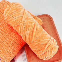 Dark Orange Wool Chenille Yarn, Velvet Hand Knitting Threads, for Baby Sweater Scarf Fabric Needlework Craft, Dark Orange, 3mm, about 87.49 Yards(80m)/Skein