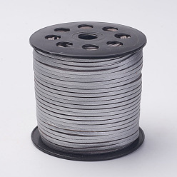 Light Grey Korean Faux Suede Cord, Faux Suede Lace, with PU Leather, Light Grey, 3x1.5mm, about 100yards/roll(300 feet/roll)