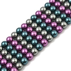 Темная Орхидея Выпечка окрашены перламутровый стекла жемчужные нити круглый шарик, темные орхидеи, 8 мм, отверстие : 0.8 мм, около 50 шт / нитка, 15.75'' (40 см)