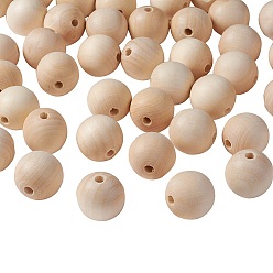 Moccasin Unfinished Wood Beads, Natural Wooden Loose Beads Spacer Beads, Lead Free, Round, Moccasin, 30mm, Hole: 5~7mm