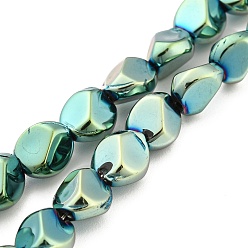 Aquamarine Full Plated Electroplate Glass Beads Strands, Faceted Polygon, Aquamarine, 7.5x6x6.8mm, Hole: 1mm, about 90pcs/strand, 26.85 inch(68.2cm)