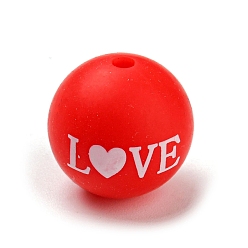 Word Silicone Beads, Round, LOVE, Word, 15mm, Hole: 2mm