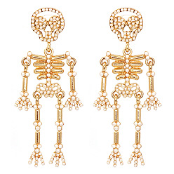 55618-CE Gothic Skull Earrings with Diamonds for Halloween Costume Party