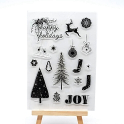 Christmas Tree Clear Plastic Stamps, for DIY Scrapbooking, Photo Album Decorative, Cards Making, Christmas Tree, 160x110mm