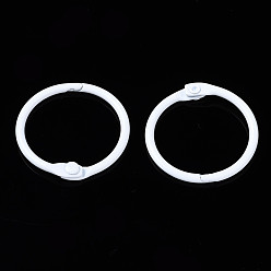 White Spray Painted Iron Split Key Rings, Ring, White, 30x4mm