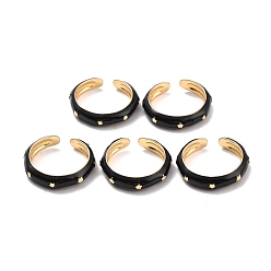 Black Brass with Enamel Rings,  Long-Lasting Plated, Lead Free & Cadmium Free & Nickel Free, Real 18K Gold Plated, Black, 4mm, Inner Diameter: 17mm