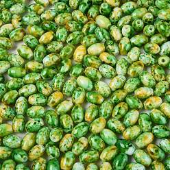 Зелено-Желтый Бисер из стекла , овальные, два тона, зеленый желтый, 9~9.5x6~6.5 мм, отверстие : 1.3~1.5 мм, Около 1058 шт / фунт