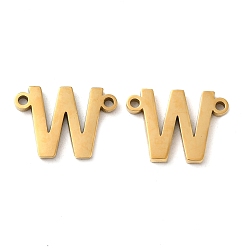 Letter W Ion Plating(IP) 304 Stainless Steel Connector Charms, Letter, Letter W, 10x13.5x1.5mm, Hole: 1.2mm
