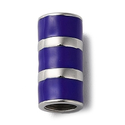 Темно-синий  Шифер 304 из нержавеющей стали эмаль бисер, бусины с большим отверстием, цвет нержавеющей стали, колонка, темный сланец синий, 17x8.5 мм, отверстие : 6.2 мм