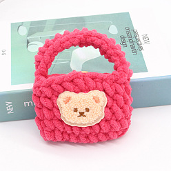 Deep Pink DIY Headset Bag Display Doll Decoration Crochet Kit, Including Wool Thread, Crochet Hook Needle, Patches, Deep Pink, 9x8cm