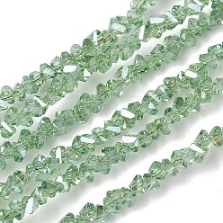 Темный Морско-зеленый Гальванизируйте прозрачное стекло бисер нитей, треугольные, граненые, AB цвет, темно-зеленый, 3x2x2 мм, отверстие : 0.7 мм, около 135 шт / нитка, 9.21'' (23.4 см)