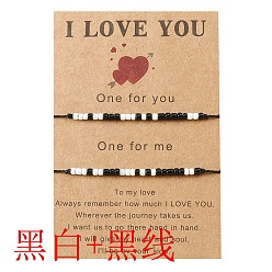 BR22Y0175-1 Love Code Morse Bracelet Set with Paper Beads for Couples - 2 Pack