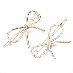 Golden Alloy Hollow Geometric Hair Pin, Ponytail Holder Statement, Hair Accessories for Women, Cadmium Free & Lead Free, Bowknot, Golden, 59x34mm, Clip: 71mm long