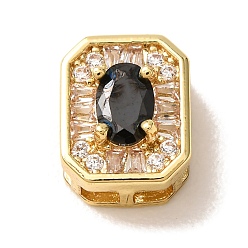 Noir Micro cuivres ouvrent zircone cubique liens multi-brins, rectangle, plaqué longue durée, crémaillère plaquage, or, noir, 11x9x6.5mm, Trou: 7.5x1.5mm
