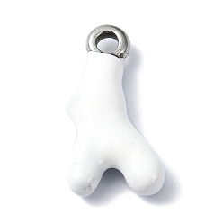 Белый 304 подвески из нержавеющей стали, с эмалью, Подвеска из коралловой ветки и рога, белые, 18.5x9.5x4 мм, отверстие : 2.3 мм