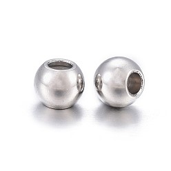 Stainless Steel Color 201 Stainless Steel Beads, with Rubber Inside, Slider Beads, Stopper Beads, Rondelle, Stainless Steel Color, 4x3mm, Rubber Hole: 1.2mm