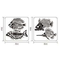 Fish Пластиковые многоразовые шаблоны трафаретов для рисования, для росписи по скрапбуку ткань плитка напольная мебель дерево, квадратный, рыбья кость, 300x300 мм