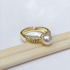 C Vintage Geometric Tulip Planet Ring with Zircon Micro-inlay - Minimalist, Elegant, Pearl.