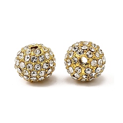 Кристалл Бусины из сплава и страза, класс А, круглые, золото , кристалл, 10 мм