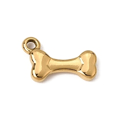Plaqué 18K Or Véritable Pendentifs en acier inoxydable, charmes d'os, placage ionique (ip), réel 304 k plaqué or, 18mm, Trou: 10.5x16.5x3mm