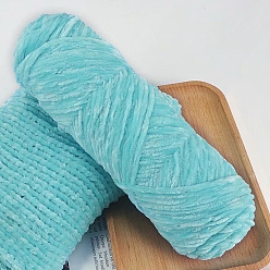 Dark Turquoise Wool Chenille Yarn, Velvet Hand Knitting Threads, for Baby Sweater Scarf Fabric Needlework Craft, Dark Turquoise, 3mm, about 87.49 Yards(80m)/Skein