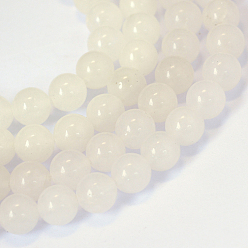 White Jade Natural White Jade Round Bead Strands, 6~6.5mm, Hole: 1mm, about 63pcs/strand, 15.5 inch