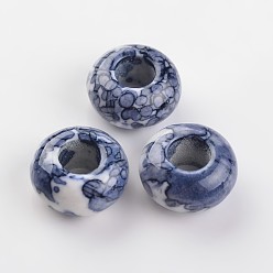 Midnight Blue Dyed Rondelle Natural Ocean White Jade Beads, Large Hole Beads, Midnight Blue, 15x8mm, Hole: 6mm