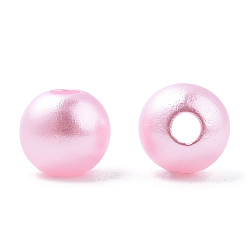 Pearl Pink Spray Painted ABS Plastic Imitation Pearl Beads, Round, Pearl Pink, 6x5.5mm, Hole: 1.8mm, about 4540 pcs/500g