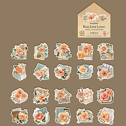 Salmon 20Pcs Flower Paper Stickers, Floral Decorative Decals for Teens, Boys Girls Perfect for DIY Scrapbooking, Salmon, 55x65mm
