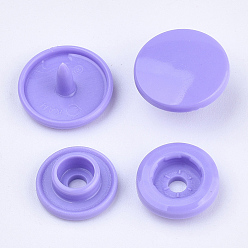 Lilas Fermetures à pression en résine, boutons imperméables, plat rond, lilas, bouchon: 12x6.5mm, broche: 2 mm, goujon: 10.5x3.5 mm, trou: 2 mm, douille: 10.5x3 mm, Trou: 2mm