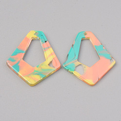 Colorful Acrylic Pendants, Kite, Colorful, 34x29x2.5mm, Hole: 1.5mm