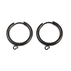Черный 316 серьги с обручем из нержавеющей стали, с петлей, ионное покрытие (ip), долговечный, чёрные, 21x2.5 мм, отверстие : 3 мм, штифты : 1 мм