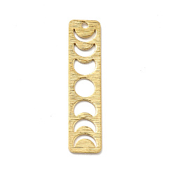 Golden Brass Pendants, Phase of the Moon, Golden, 30x7x0.5mm, Hole: 1.4mm