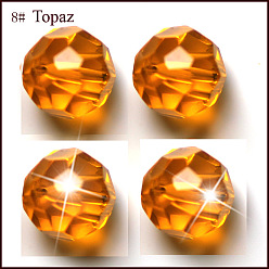 Orange Imitation Austrian Crystal Beads, Grade AAA, Faceted(32 Facets), Round, Orange, 4mm, Hole: 0.7~0.9mm