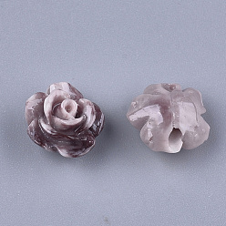 Brun Rosé  Perles de corail synthétiques, teint, fleur, brun rosé, 10x10x6mm, Trou: 1mm